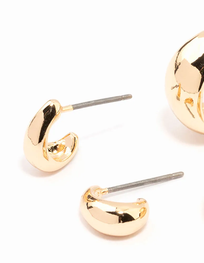 Mixed Metals Simple Hoop Earrings 3-Pack sold by lovisa product image thumbnail 2