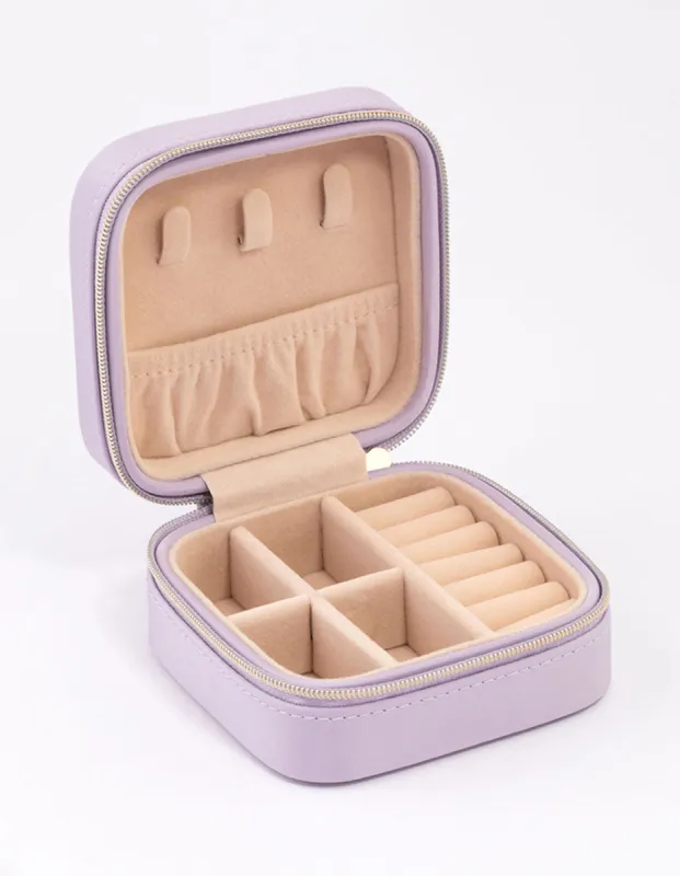Purple PU Leather Iridescent Square Jewellery Case sold by lovisa