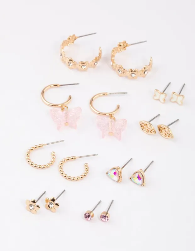 Gold Butterfly Garden Earrings 8-Pack sold by lovisa