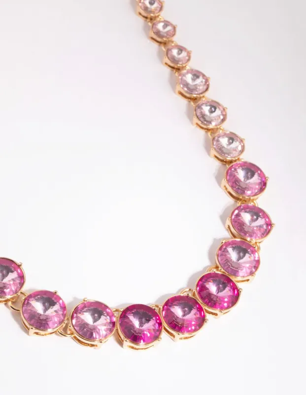 Pink Graduated Stone Necklace sold by lovisa