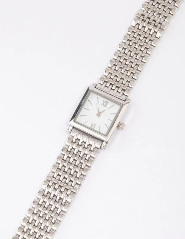 Rhodium & White Square Watch sold by lovisa