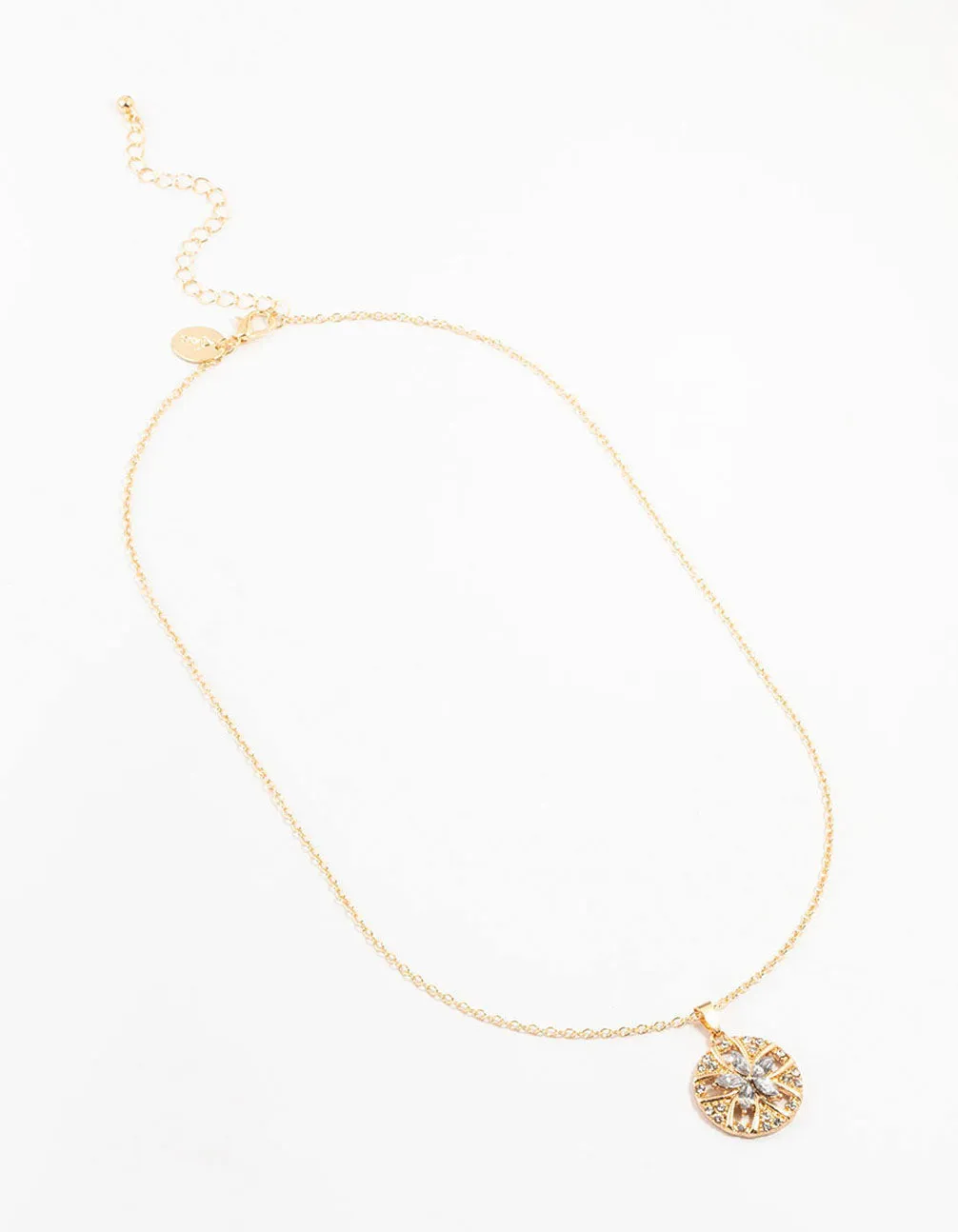 Gold Diamante Flower Disc Necklace sold by lovisa product image thumbnail 2