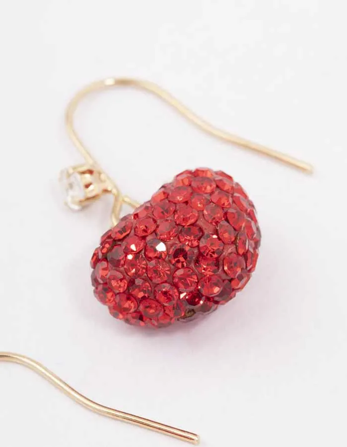 Gold & Red Glamorous Puffy Heart Drop Earrings sold by lovisa product image thumbnail 3