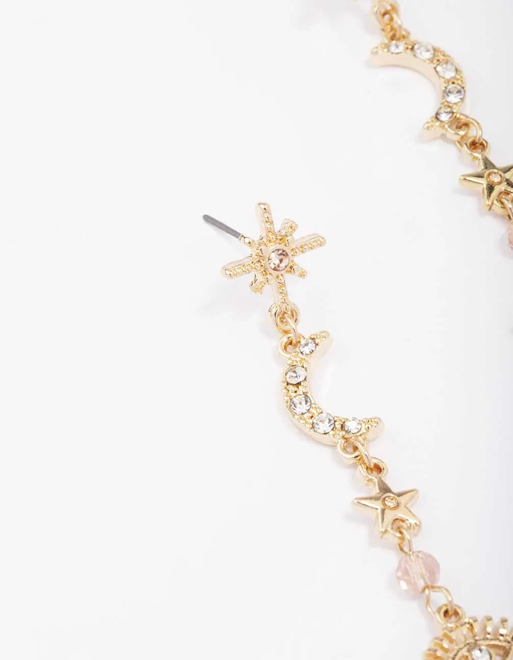 Gold Mixed Celestial Diamante Drop Earrings sold by lovisa product image thumbnail 2