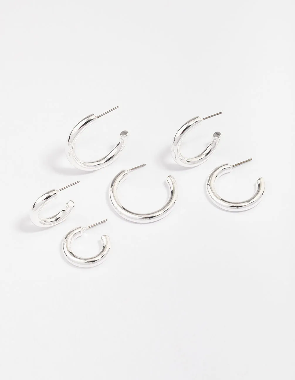 Silver Plated Chunky Modern Hoop Earring 3-Pack sold by lovisa