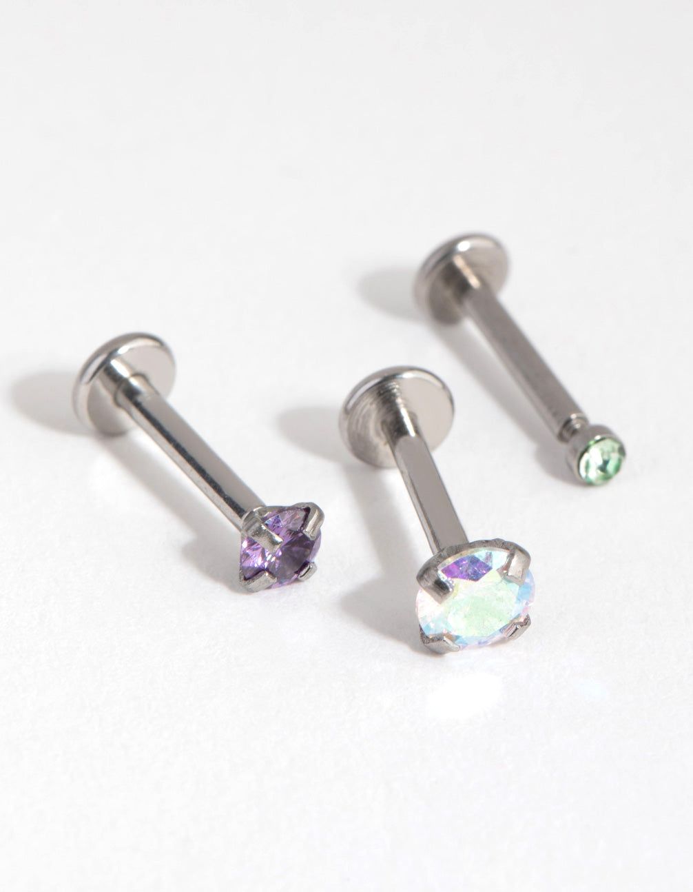 Rhodium Surgical Steel Graduated Cubic Zirconia Flat Backs sold by lovisa