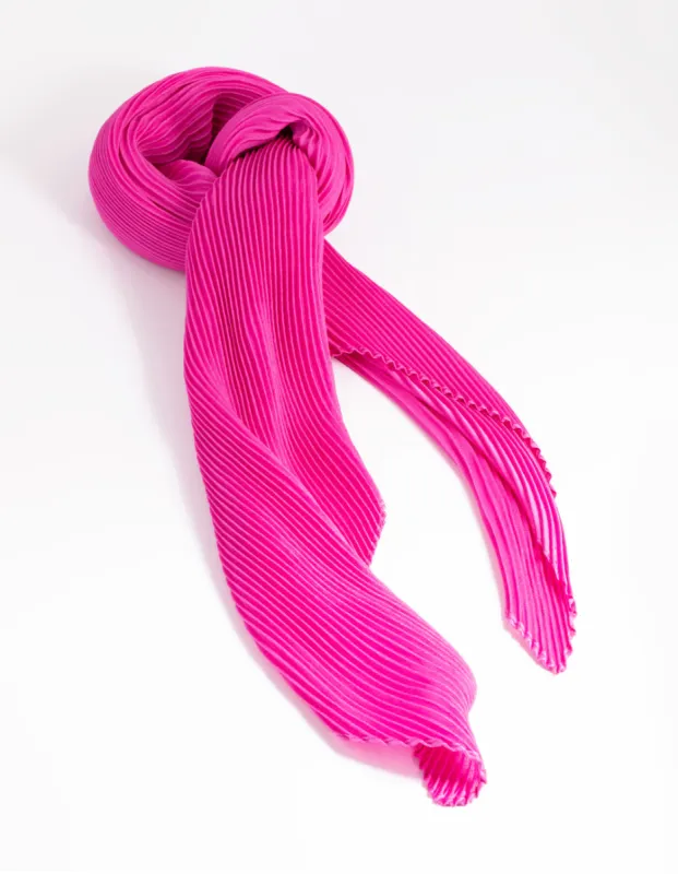 Pink Pleated Satin Bandana Hair Scarf sold by lovisa