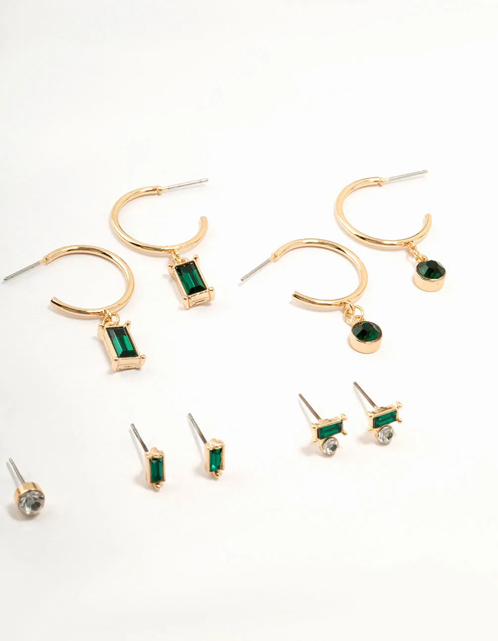 Gold Emerald Stone Earrings 8-Pack sold by lovisa product image thumbnail 3