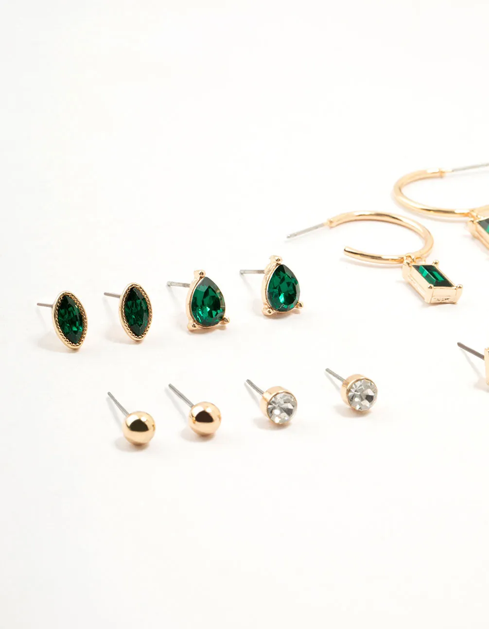 Gold Emerald Stone Earrings 8-Pack sold by lovisa product image thumbnail 2