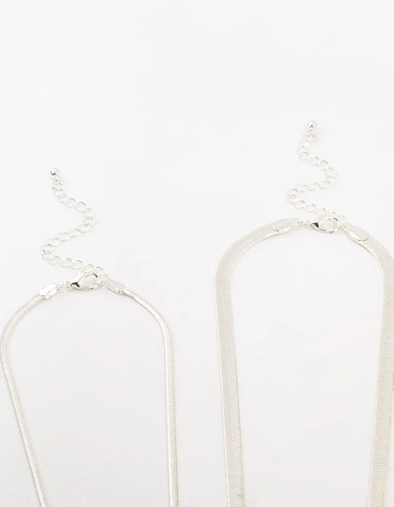 Silver Plated Herringbone Chain Necklaces 2-Pack sold by lovisa product image thumbnail 3