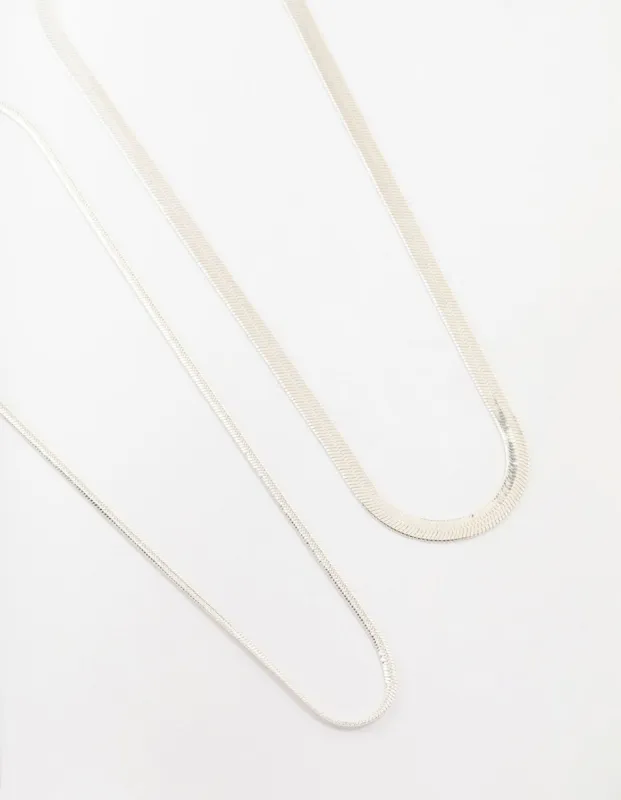 Silver Plated Herringbone Chain Necklaces 2-Pack sold by lovisa