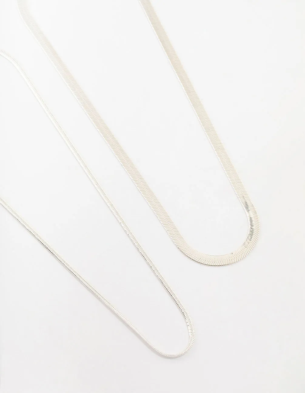 Silver Plated Herringbone Chain Necklaces 2-Pack sold by lovisa
