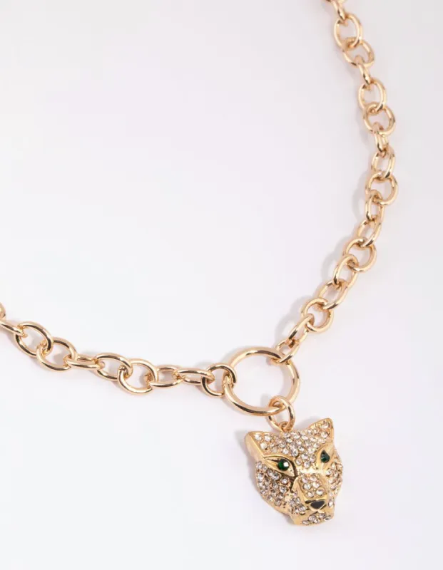 Gold Panther Necklace sold by lovisa