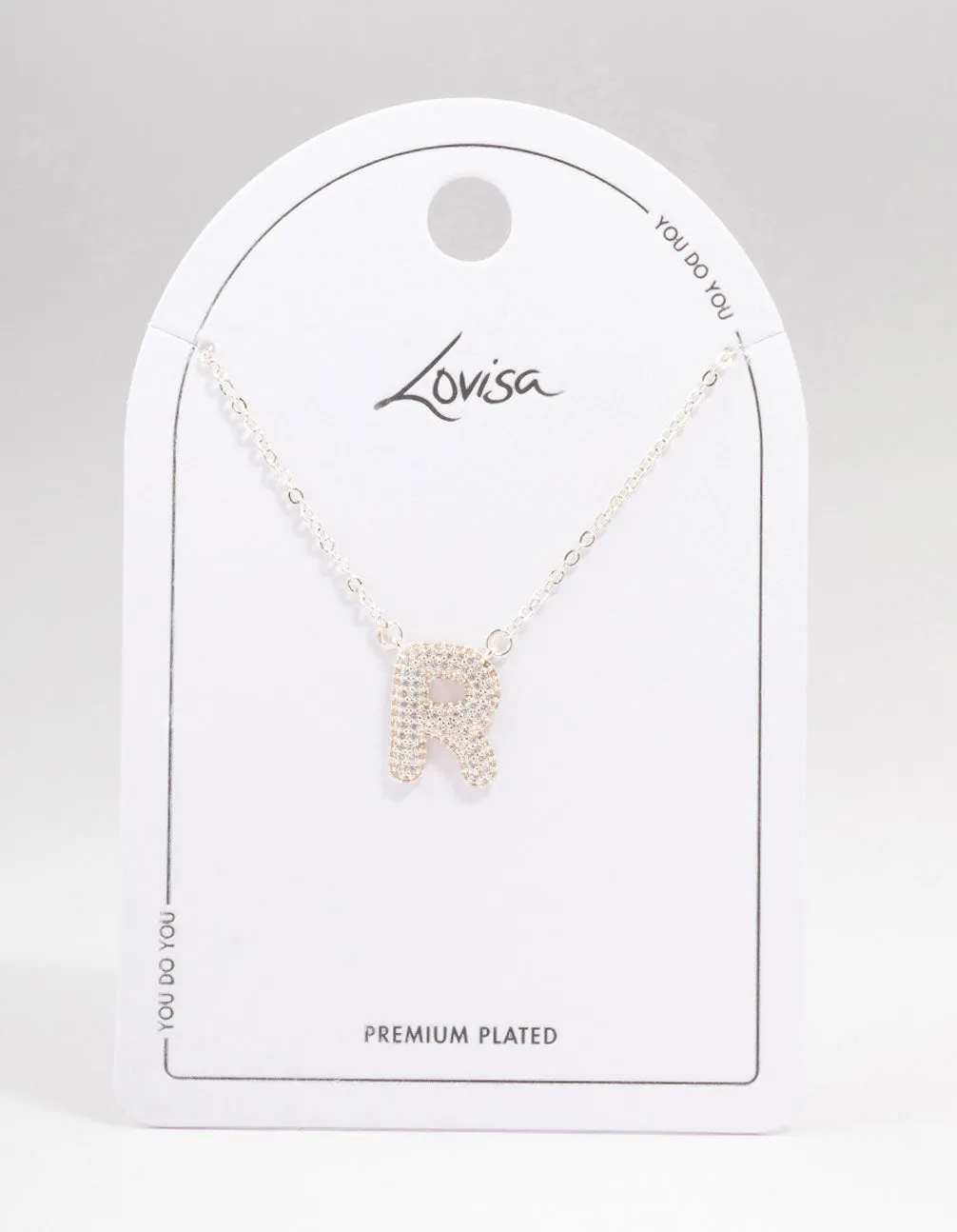 Letter R Silver Plated Pave Pendant Initial Necklace sold by lovisa product image thumbnail 3