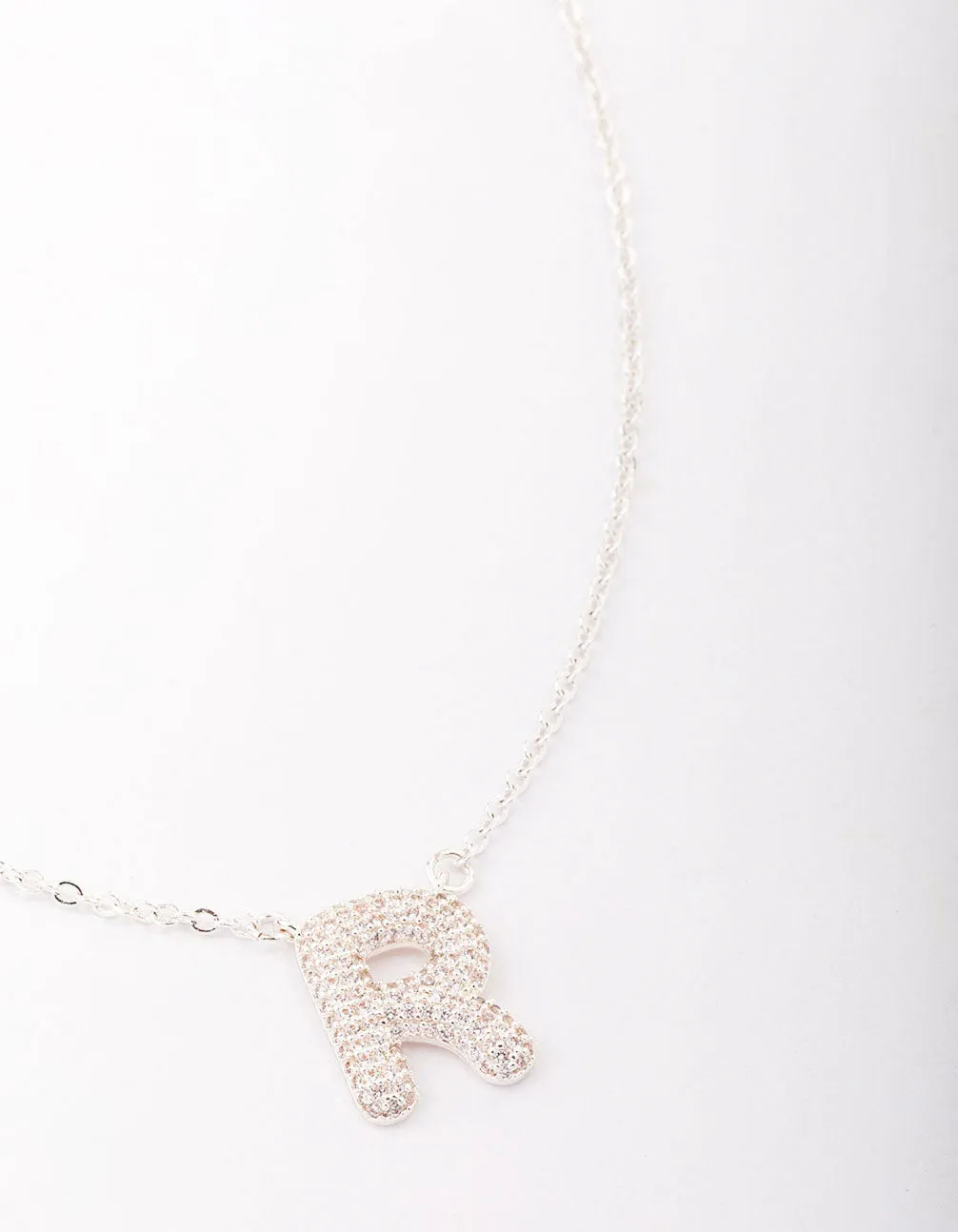 Letter R Silver Plated Pave Pendant Initial Necklace sold by lovisa