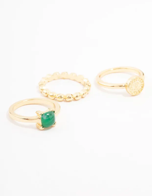 Gold Plated Textured Coin Stacking Ring Pack sold by lovisa