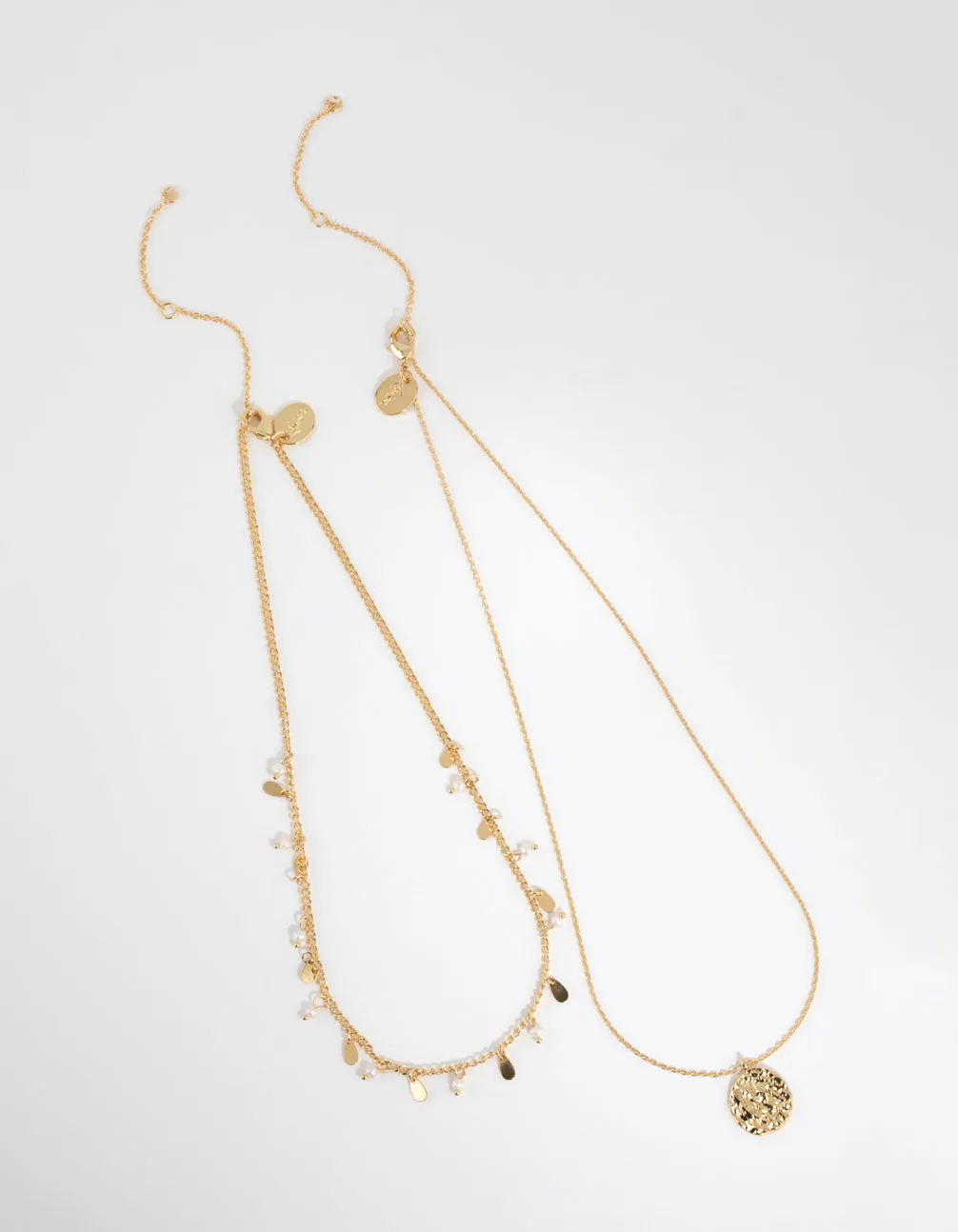 Gold Plated Freshwater Pearl & Molten Necklace Set sold by lovisa product image thumbnail 2