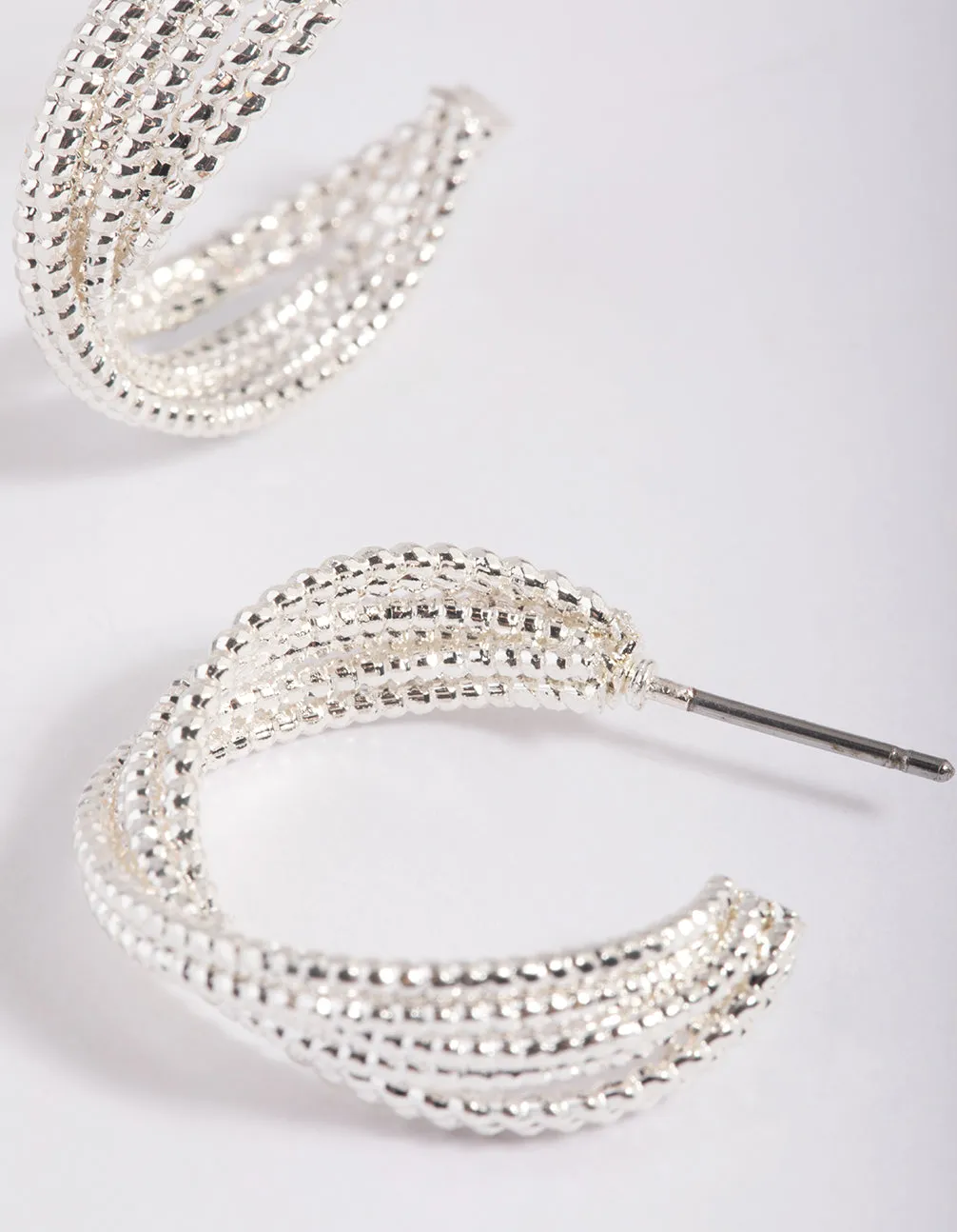 Rhodium Mini Criss Cross Hoop Earrings sold by lovisa product image thumbnail 2