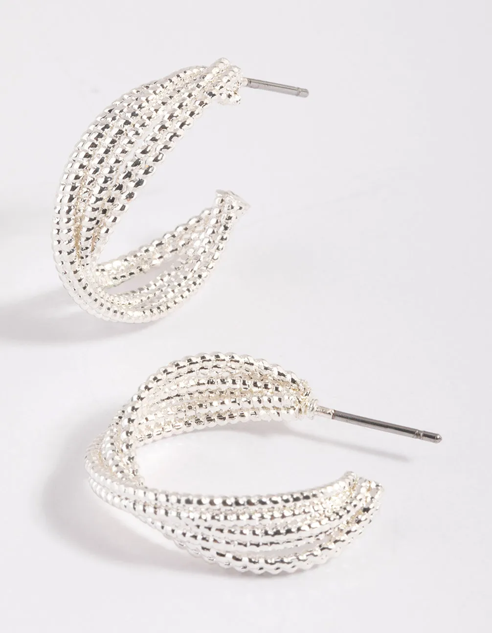 Rhodium Mini Criss Cross Hoop Earrings sold by lovisa product image thumbnail 4