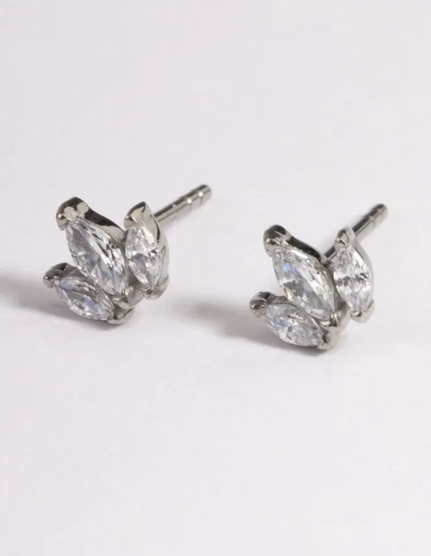 Surgical Steel Cubic Zirconia Trio Marquise Stud Earrings sold by lovisa