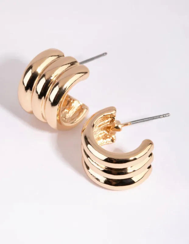 Gold Tube Huggie Earrings sold by lovisa