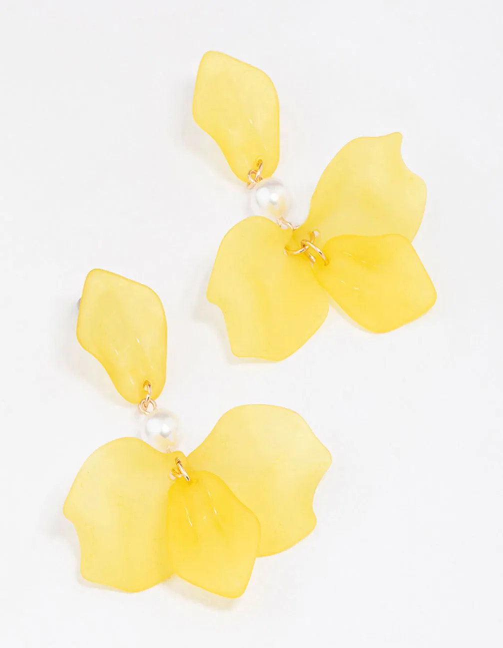 Gold Pearl Acrylic Flower Drop Earrings sold by lovisa