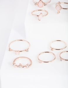 Rose Gold Fine Stone Ring 8-Pack sold by lovisa