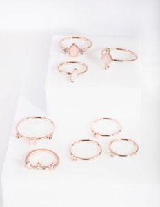 Rose Gold Fine Stone Ring 8-Pack sold by lovisa