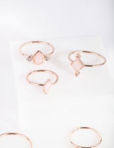 Rose Gold Fine Stone Ring 8-Pack sold by lovisa