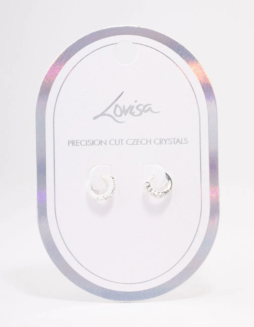 Silver Crystal Huggie Hoop Earrings sold by lovisa product image thumbnail 4