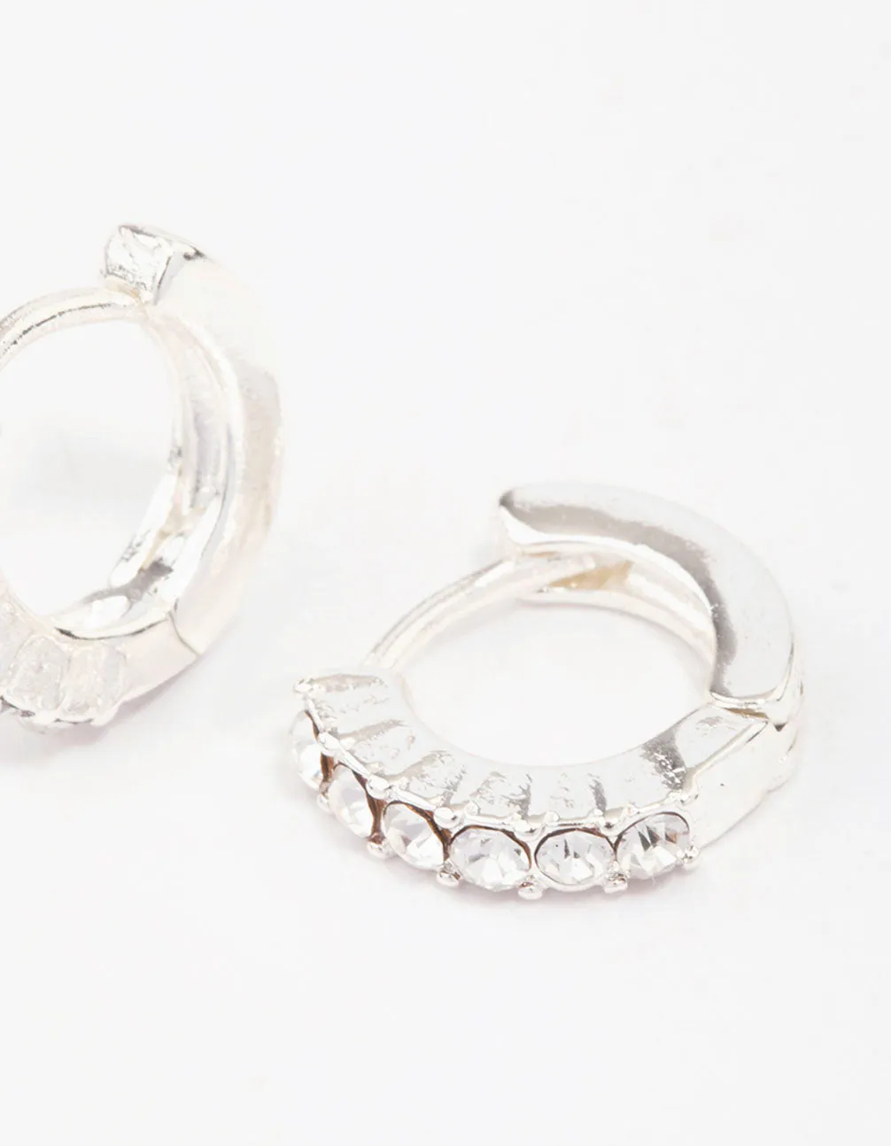 Silver Crystal Huggie Hoop Earrings sold by lovisa product image thumbnail 5