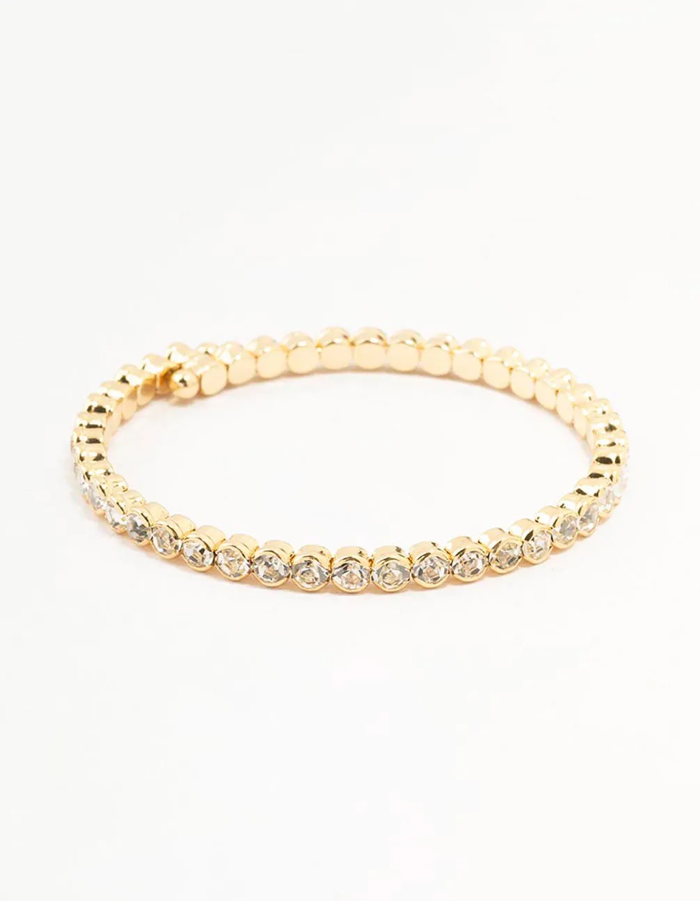 Gold Plated Round Stone Wrist Cuff sold by lovisa