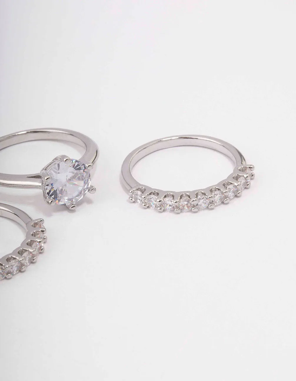 Rhodium Pave Solitaire Ring 3-Pack sold by lovisa product image thumbnail 2