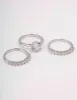 Rhodium Pave Solitaire Ring 3-Pack sold by lovisa