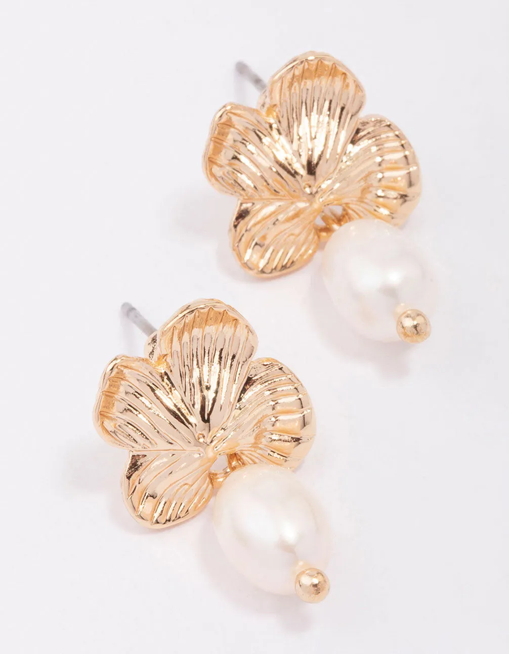 Gold Flower Pearl Drop Earrings sold by lovisa product image thumbnail 2