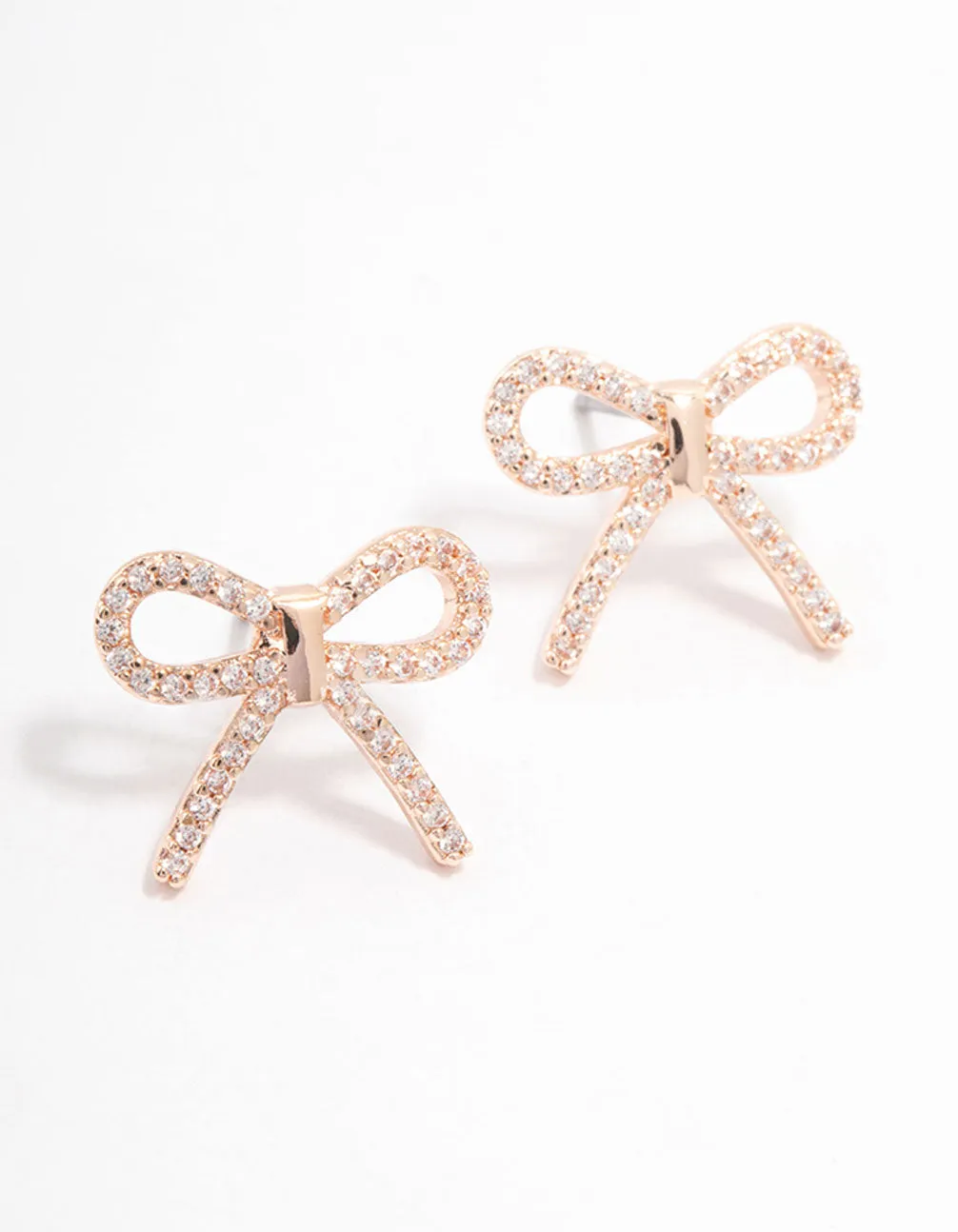 Rose Gold Cubic Zirconia Bow Stud Earrings sold by lovisa