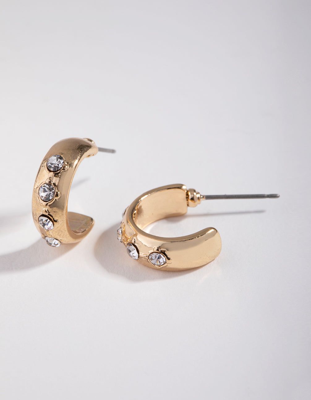 Gold Triple Stone Huggie Earrings sold by lovisa