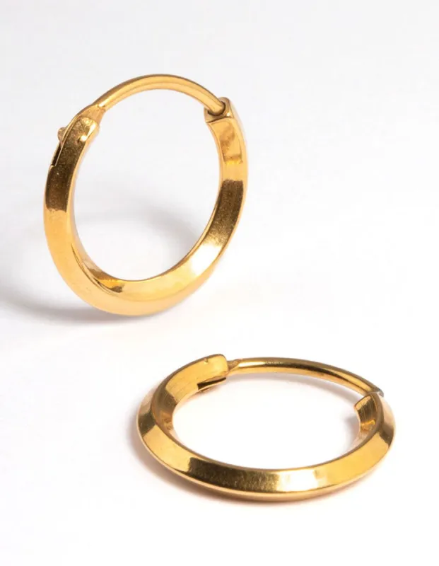 Gold Plated Surgical Steel Bevelled Hoop Earrings sold by lovisa
