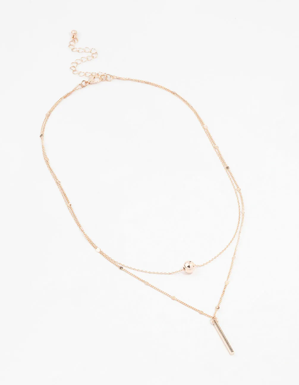 Rose Gold Bar & Ball Layered Chain Necklace sold by lovisa product image thumbnail 2