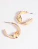 Gold Warped Text Hoop Earrings sold by lovisa