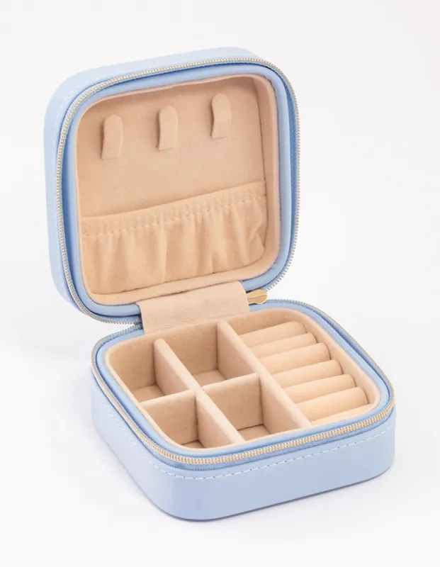 Blue Faux Leather Iridescent Square Jewellery Case sold by lovisa