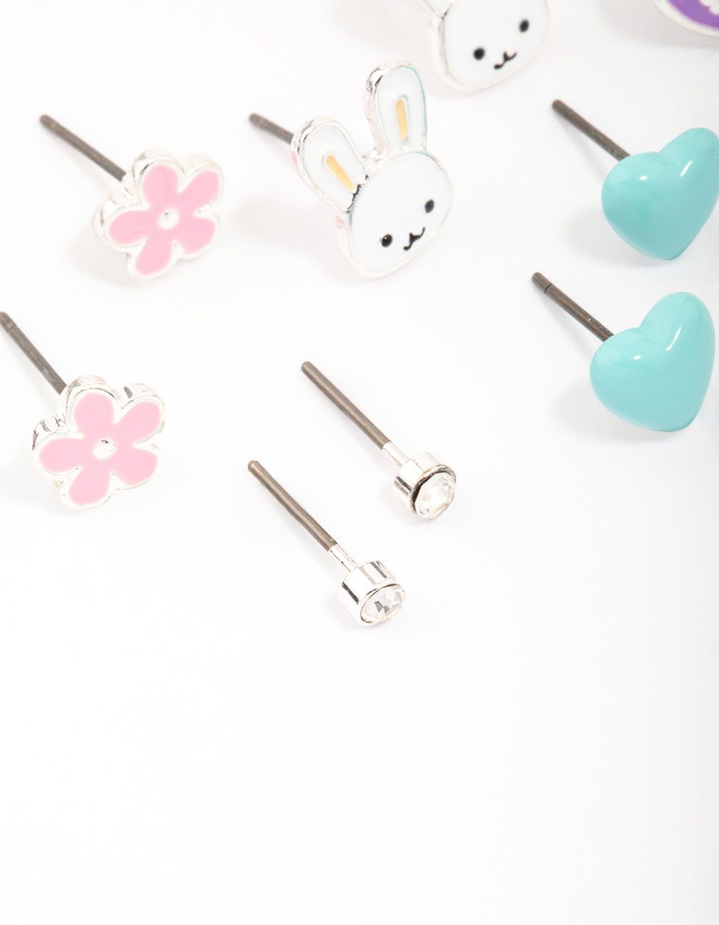 Kids Silver Easter Bunny & Heart Stud Earring 6-Pack sold by lovisa product image thumbnail 3