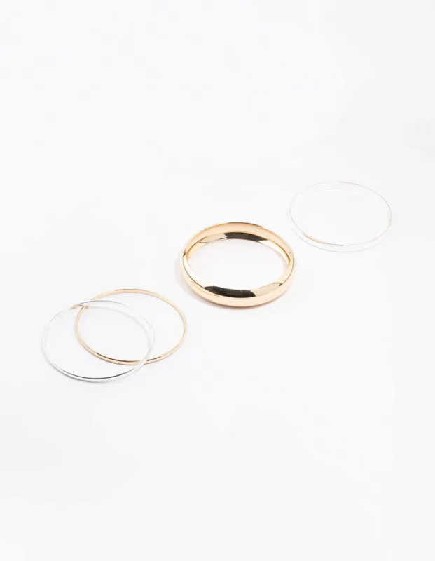 Mixed Metal Basic Bangle 4-Pack sold by lovisa