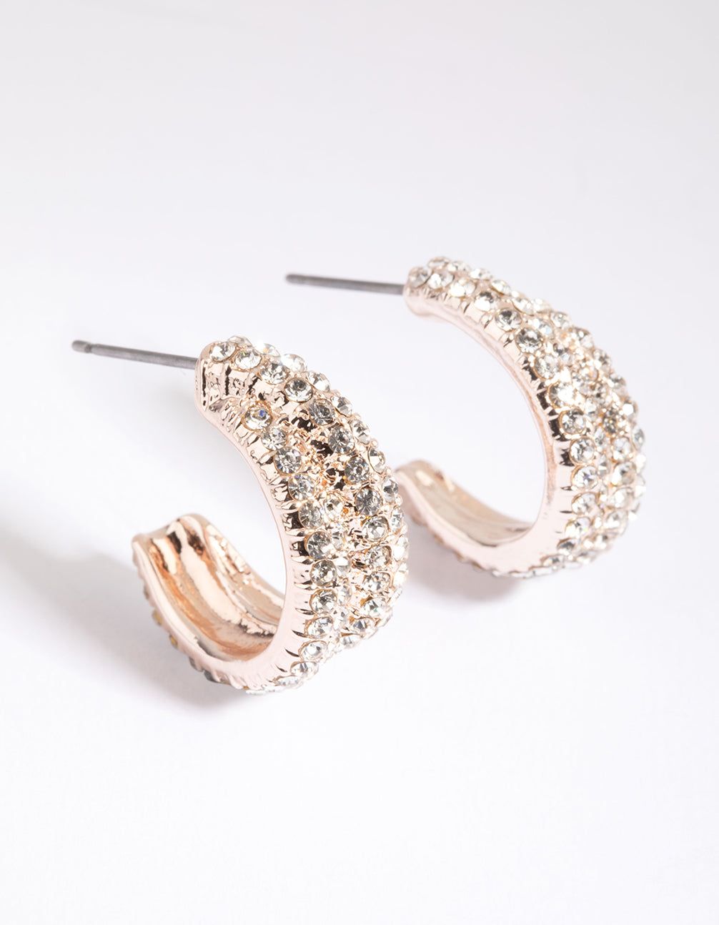Rose Gold Diamante Double Hoop Earrings sold by lovisa product image thumbnail 3
