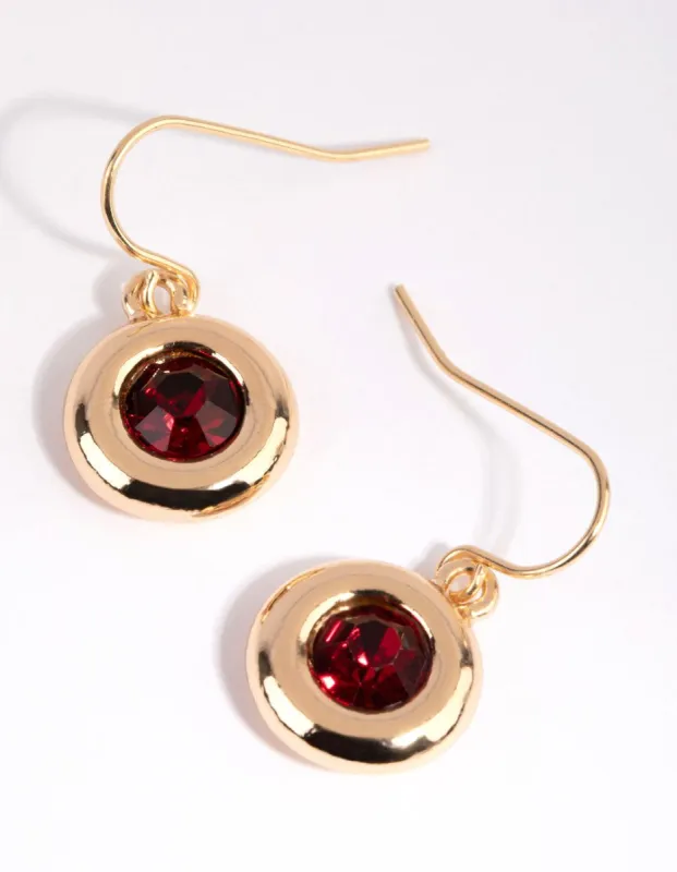 Gold & Red Circle Drop Earrings sold by lovisa
