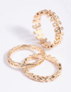 Gold Leaf & Chain Ring Stack Pack sold by lovisa