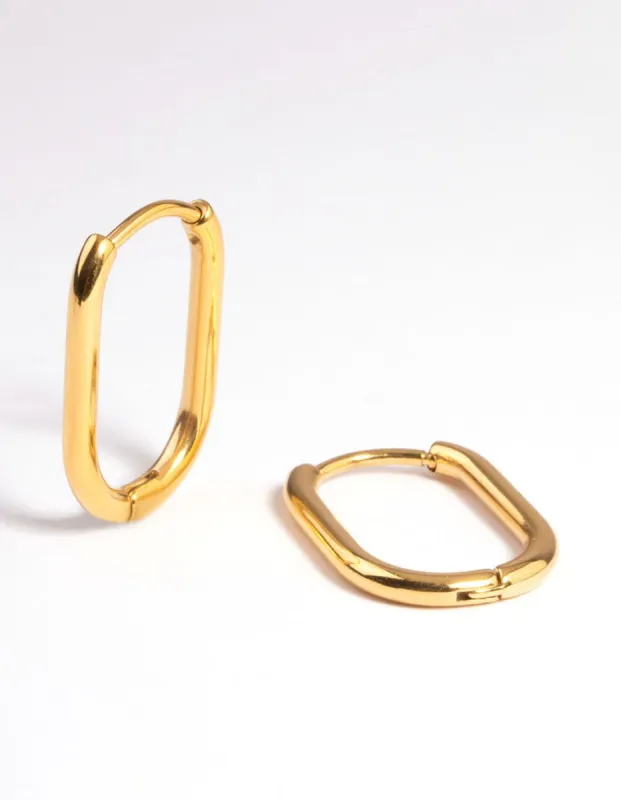 Gold Plated Surgical Steel Rounded Rectangle Hoop Earrings sold by lovisa