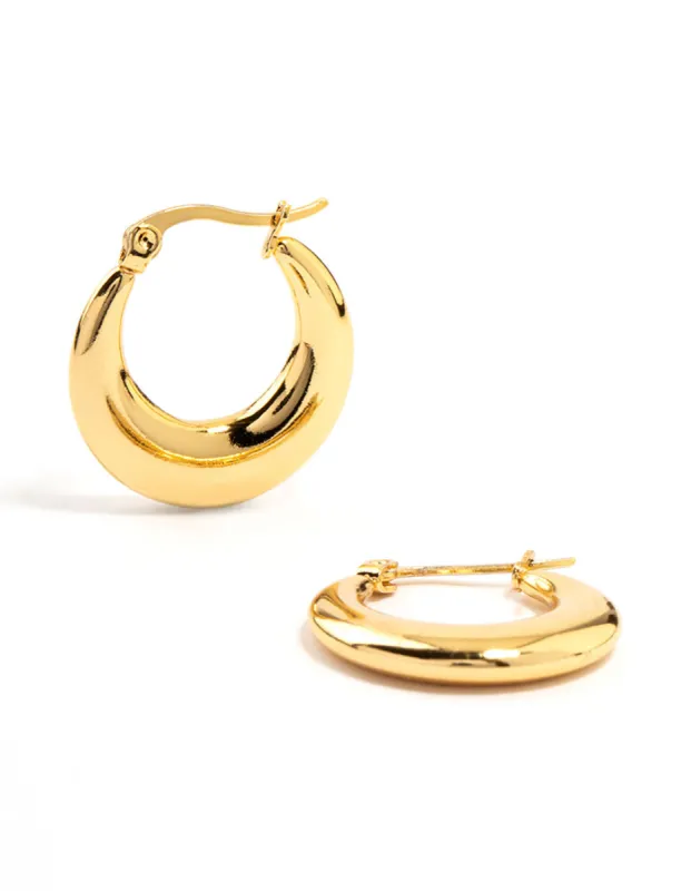 Waterproof Gold Plated Stainless Steel Crescent Hoop Earrings sold by lovisa