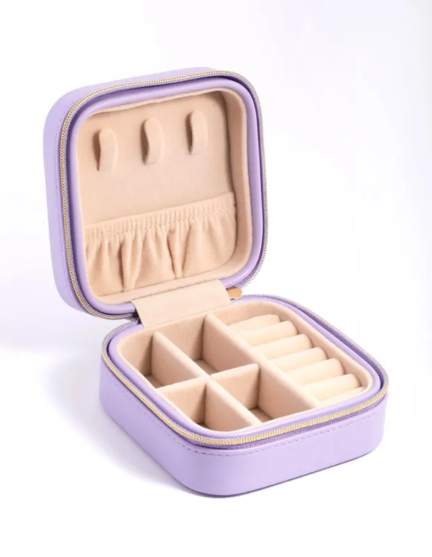 Purple Faux Leather Compact Square Jewellery Box sold by lovisa