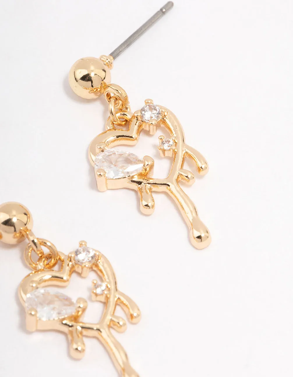 Gold Diamante Molten Heart Earrings sold by lovisa product image thumbnail 3